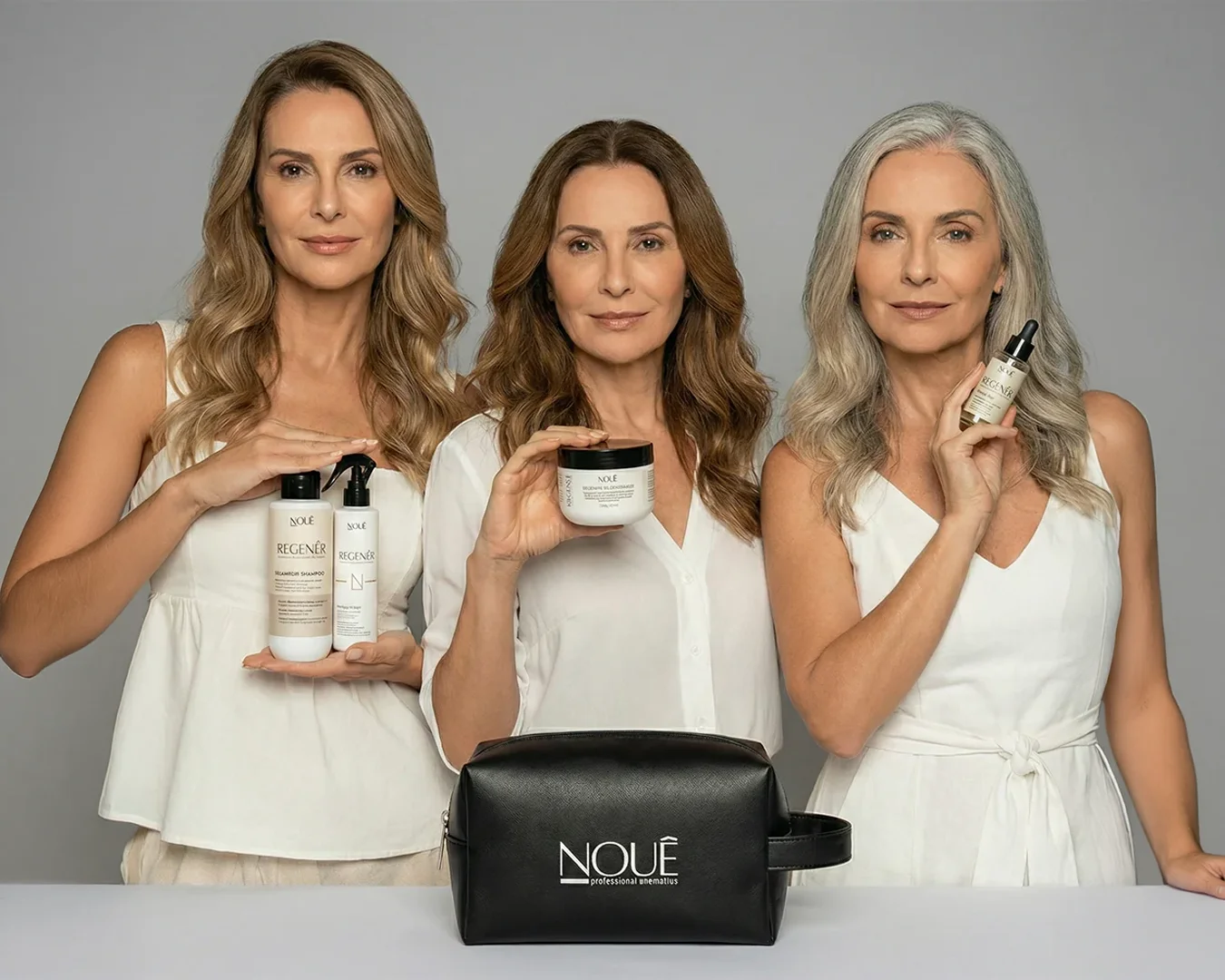 Embaixadoras Nouê com produtos da linha Regenêr